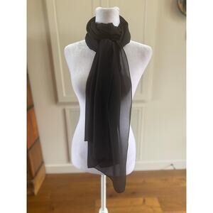 Black “Silk” Sheer Scarf trimmed in Black Beads